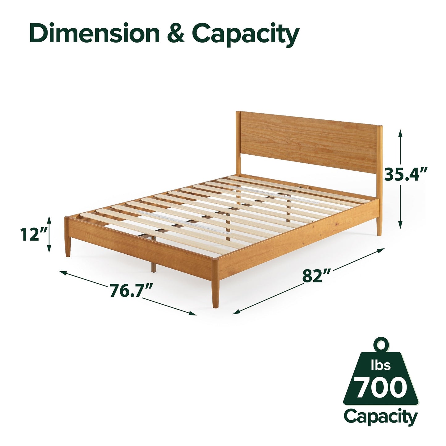 Priage by ZINUS Mid Century Wood Platform Bed Frame