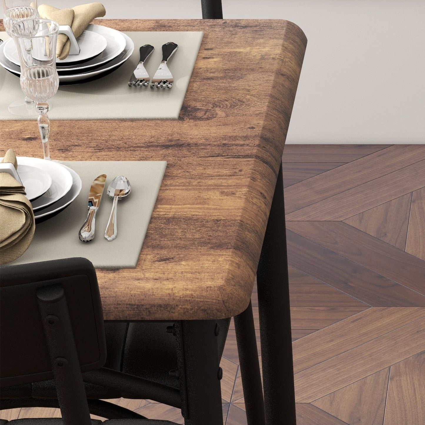 Rectangular Dining Table Set for 4 with Upholstered Chairs