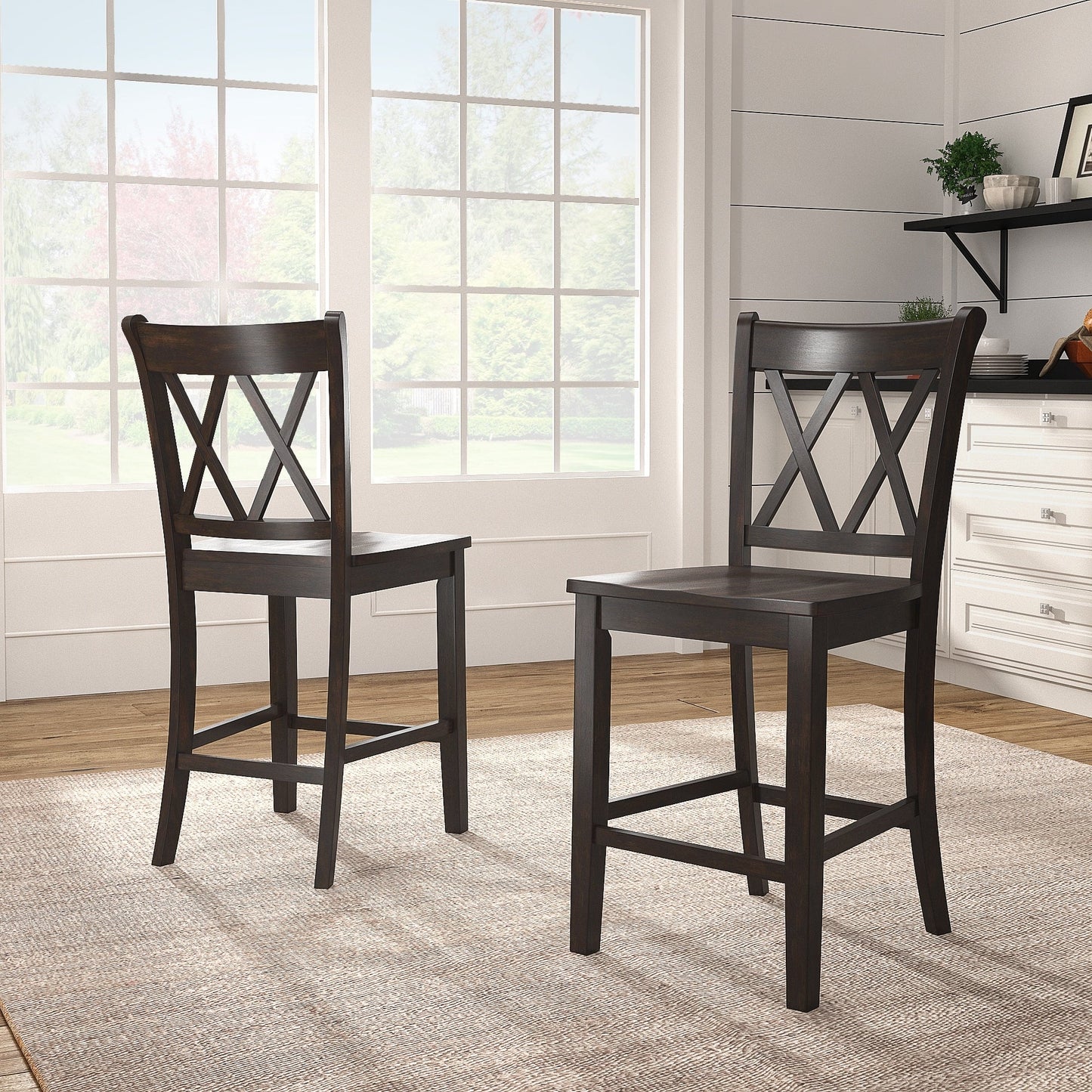 Ronda Double X-Back Counter Height Chairs (Set of 2)
