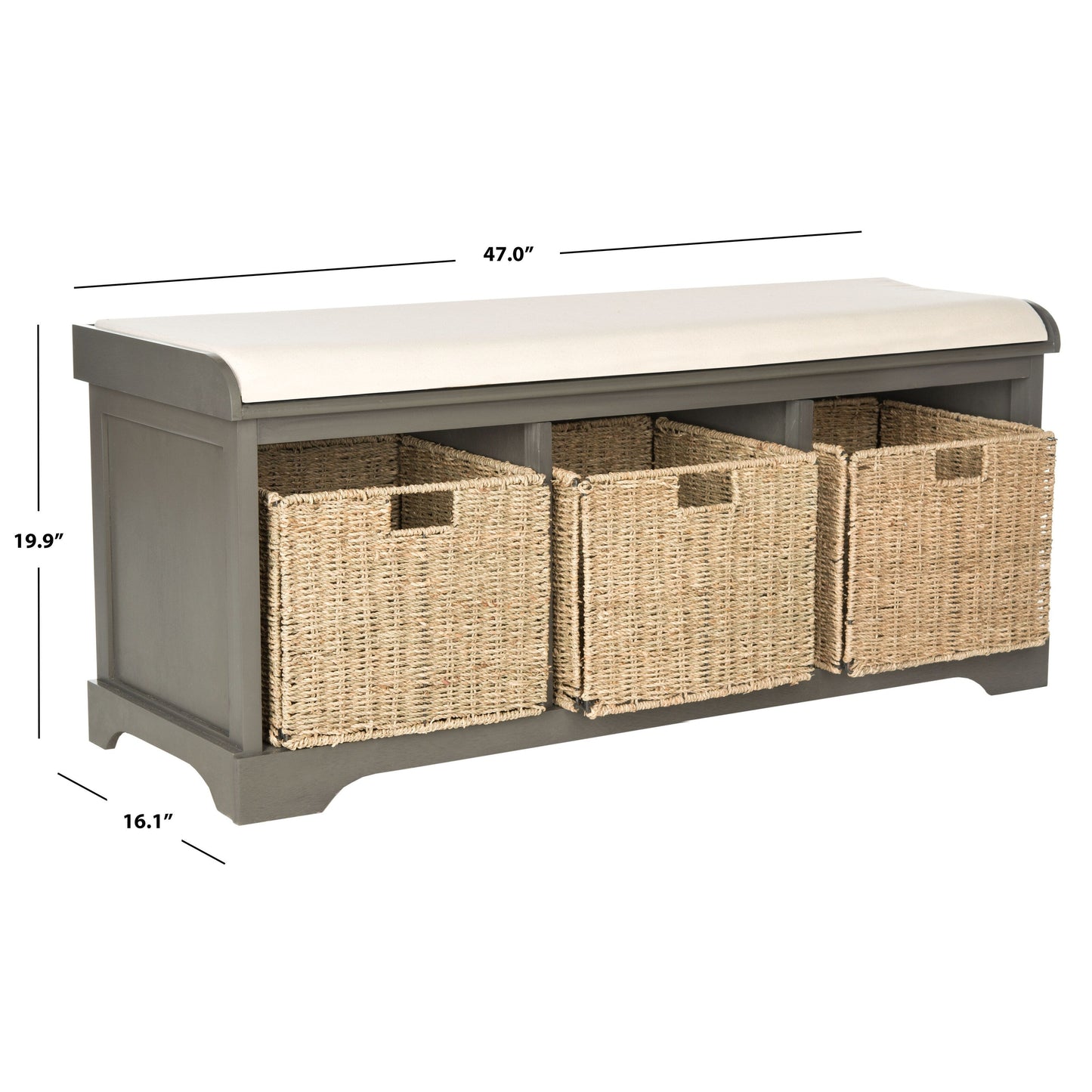 SAFAVIEH Eola Grey/ White Storage Bench - 47 x 16.1 x 19.9 - 47Wx16Dx20H