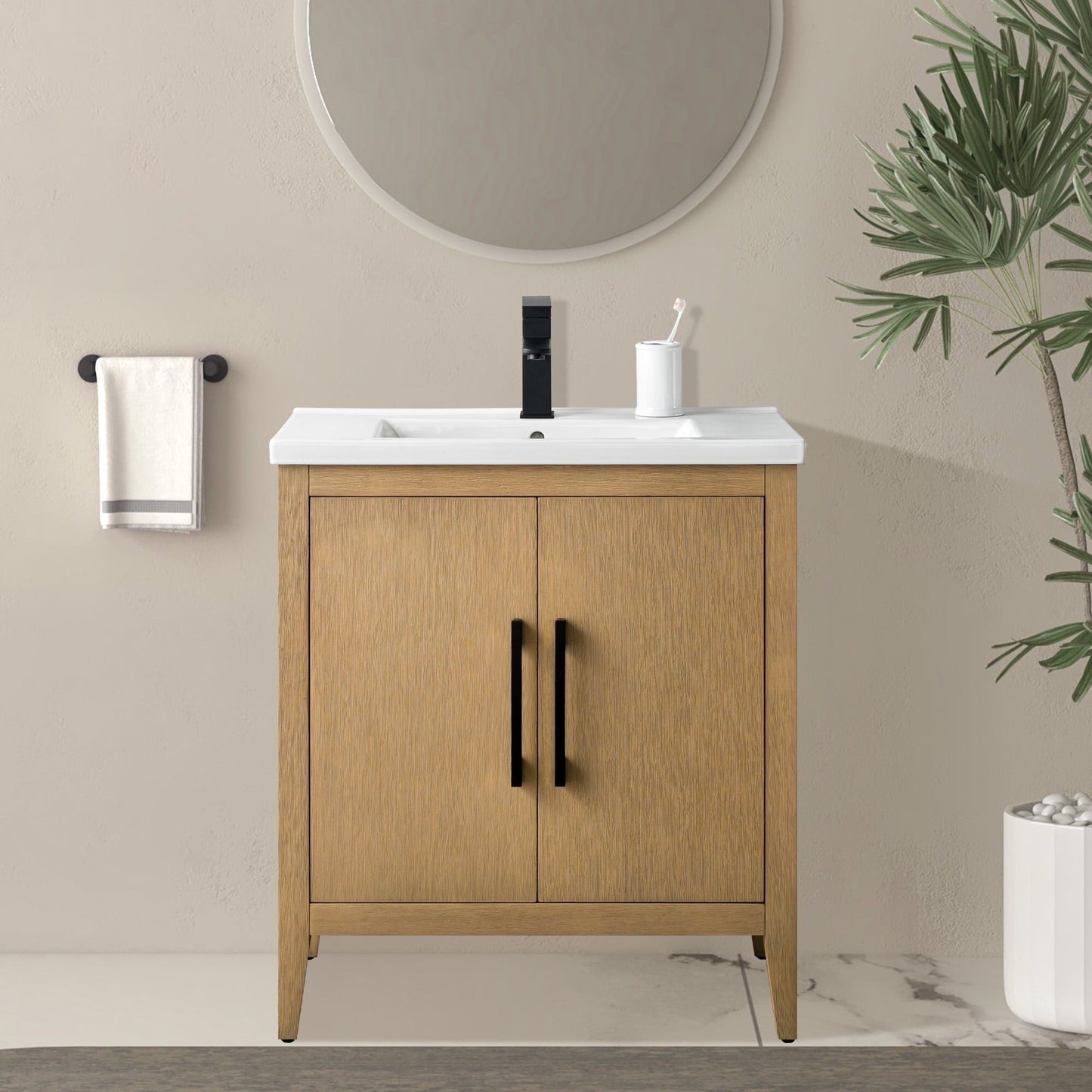 Vanity Art 20 or 24 or 30 Single Sink Bathroom Vanity Cabinet with Ceramic Top