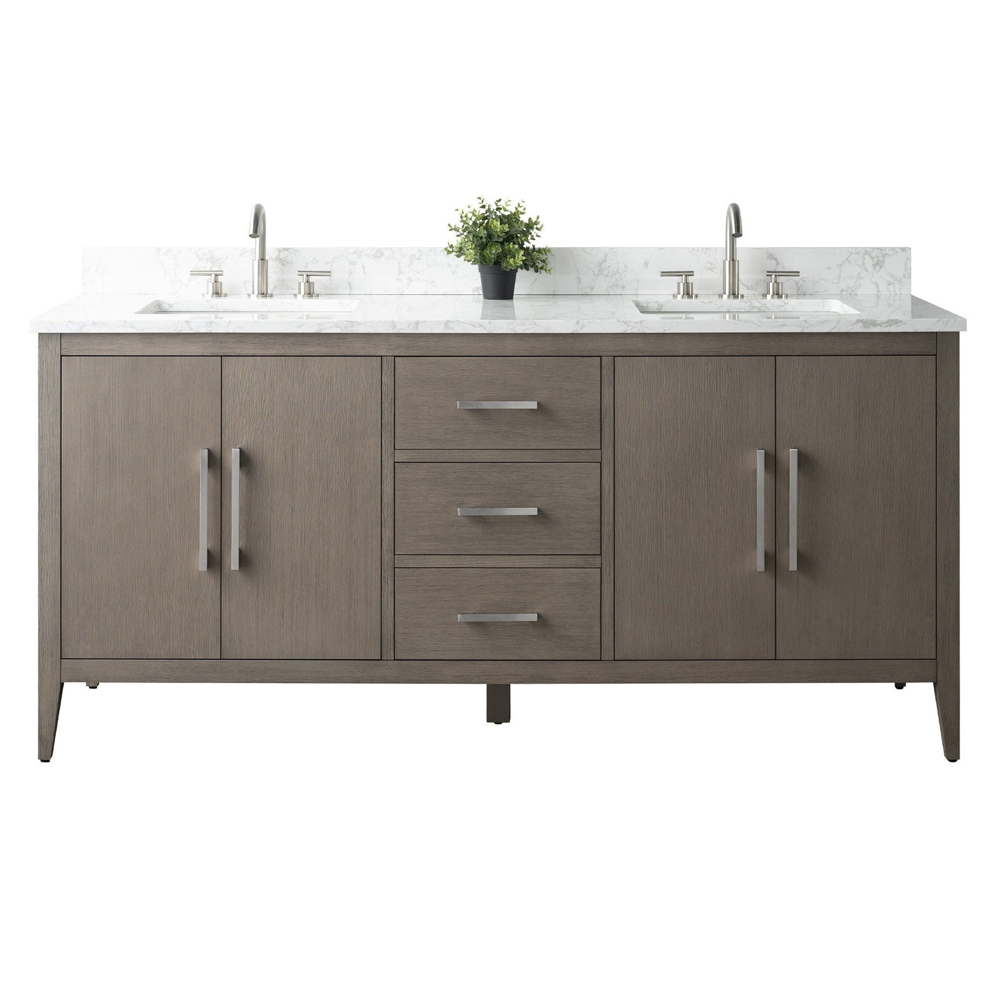 Vanity Art 72 Double Sink Bathroom Vanity Cabinet with Engineered Marble Top