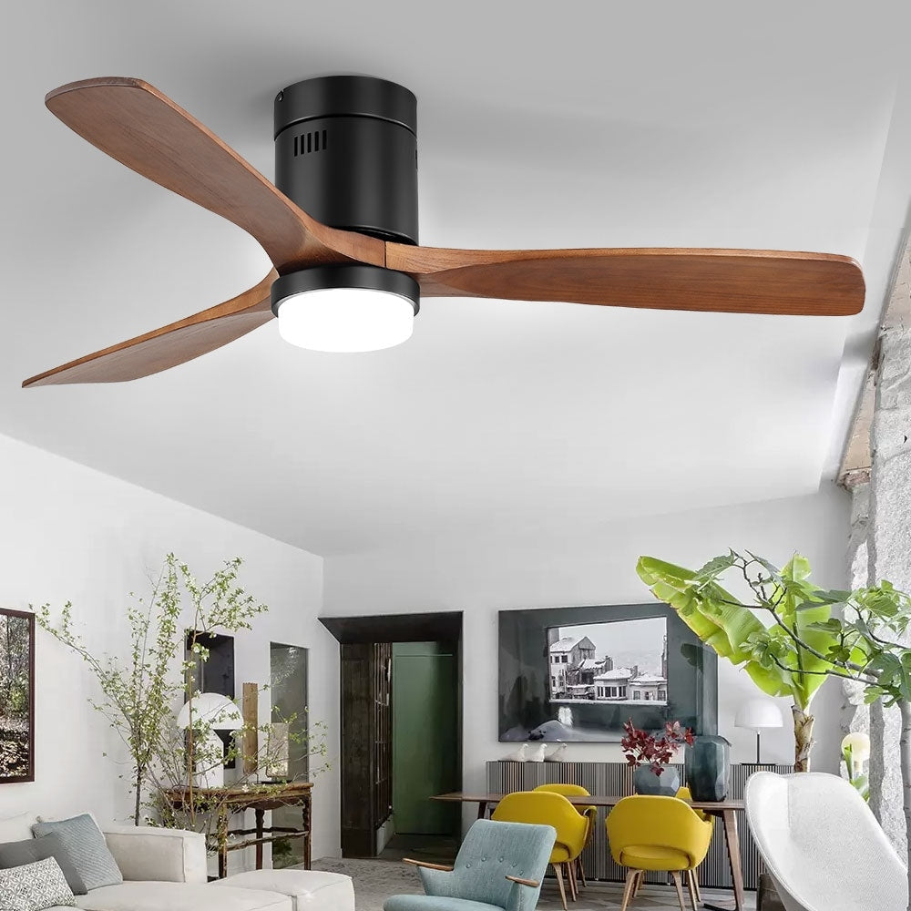 Sofucor 52 Inch Flush Mount Ceiling Fan with Remote, Reversible Motor,Integrated Light Optional