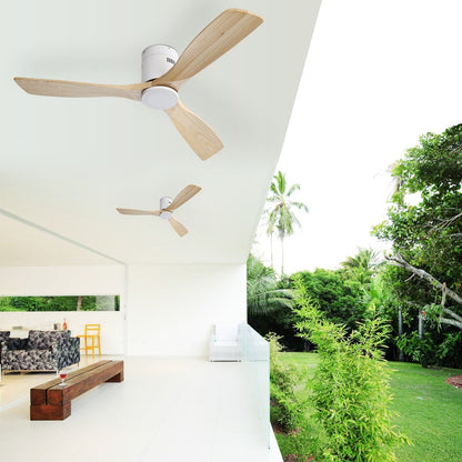 Sofucor 52 Inch Flush Mount Ceiling Fan with Remote, Reversible Motor,Integrated Light Optional