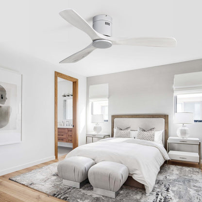 Sofucor 52 Inch Flush Mount Ceiling Fan with Remote, Reversible Motor,Integrated Light Optional