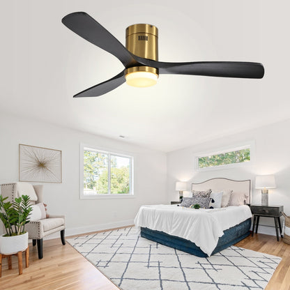 Sofucor 52 Inch Flush Mount Ceiling Fan with Remote, Reversible Motor,Integrated Light Optional