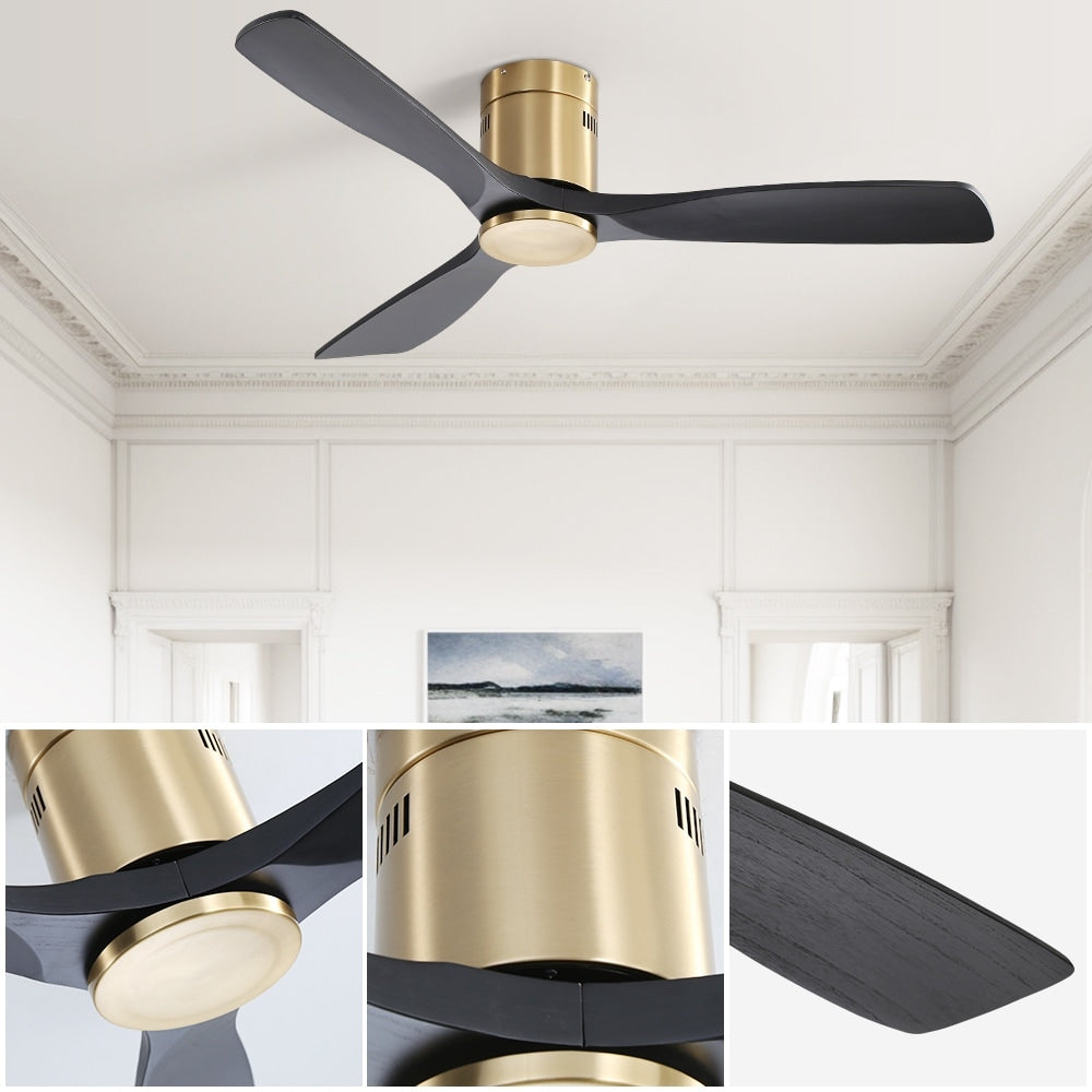 Sofucor 52 Inch Flush Mount Ceiling Fan with Remote, Reversible Motor,Integrated Light Optional