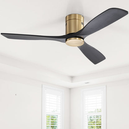 Sofucor 52 Inch Flush Mount Ceiling Fan with Remote, Reversible Motor,Integrated Light Optional