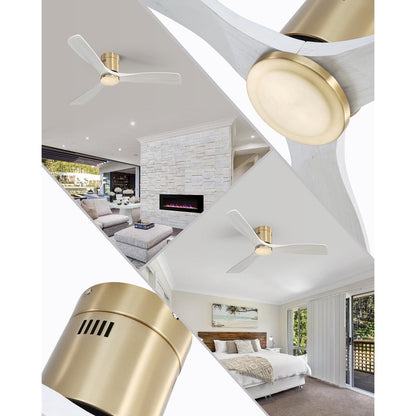 Sofucor 52 Inch Flush Mount Ceiling Fan with Remote, Reversible Motor,Integrated Light Optional