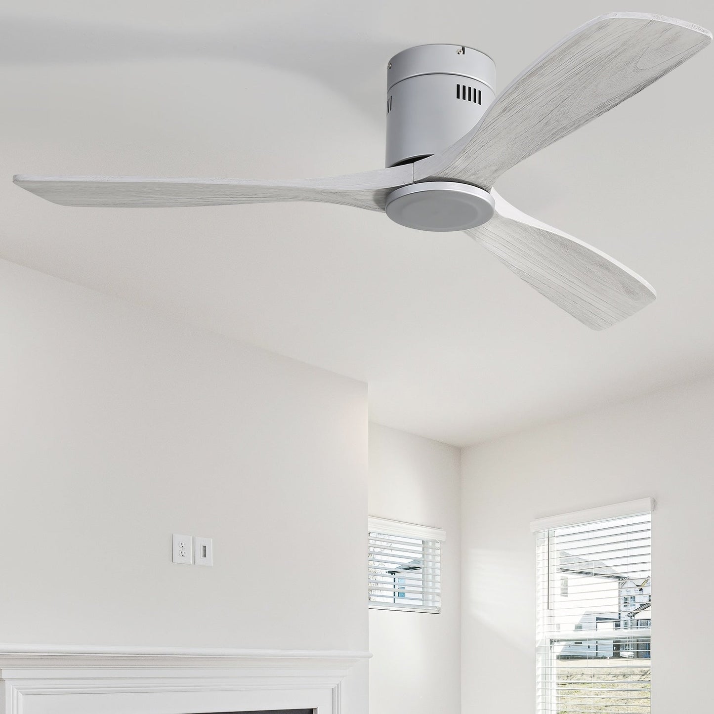 Sofucor 52 Inch Flush Mount Ceiling Fan with Remote, Reversible Motor,Integrated Light Optional