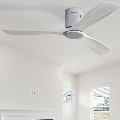 Sofucor 52 Inch Flush Mount Ceiling Fan with Remote, Reversible Motor,Integrated Light Optional