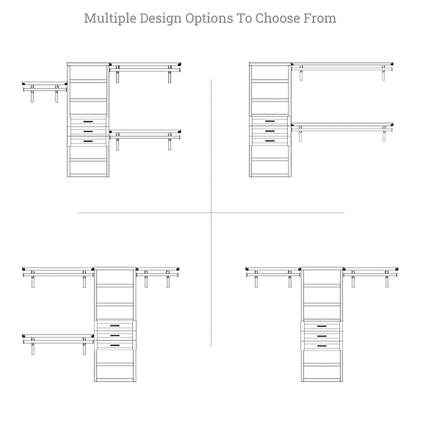 John Louis Home Solid Wood Reach-In Closet system with 3-Drawers White