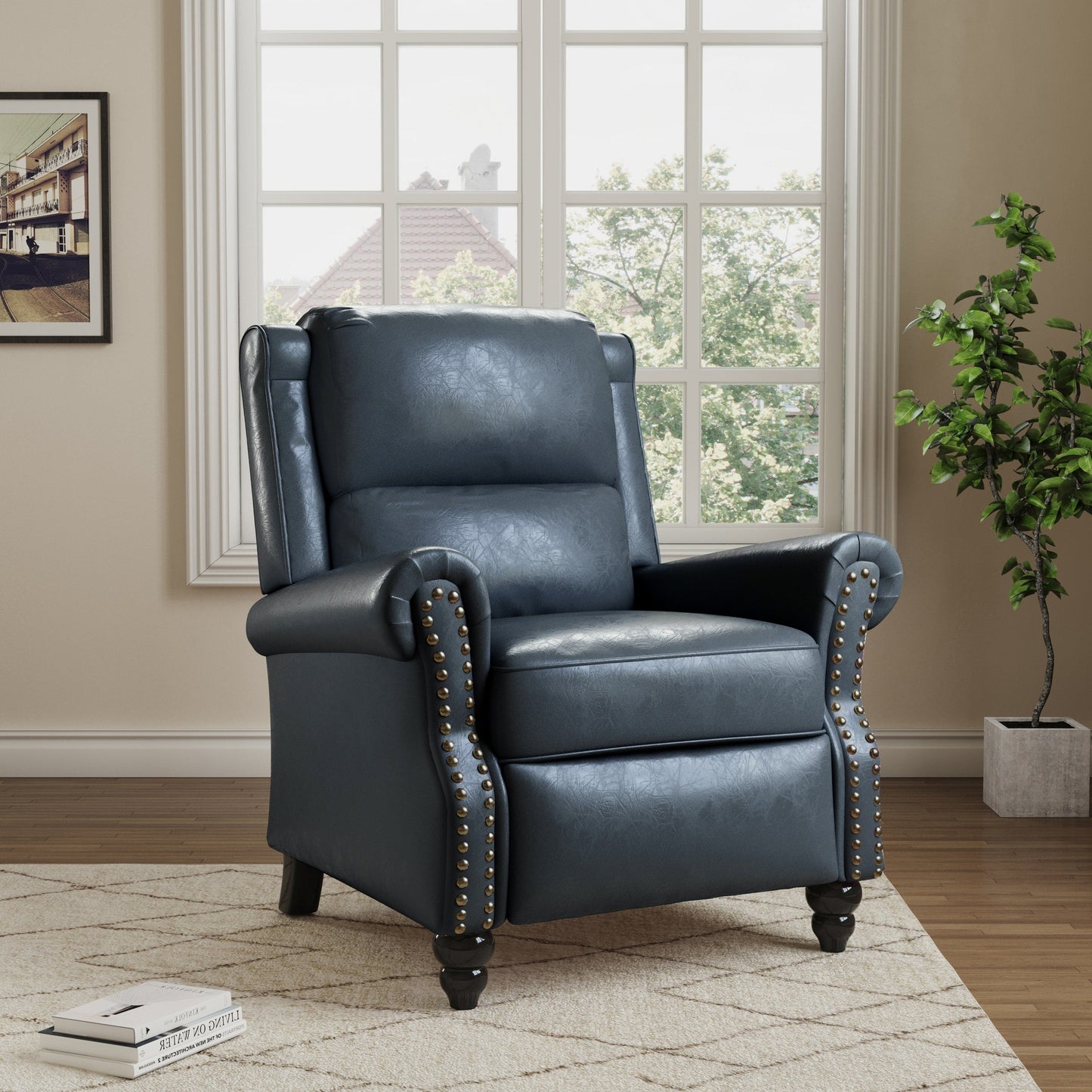 Manual Pushback Recliner Chairs with Nailhead Trim