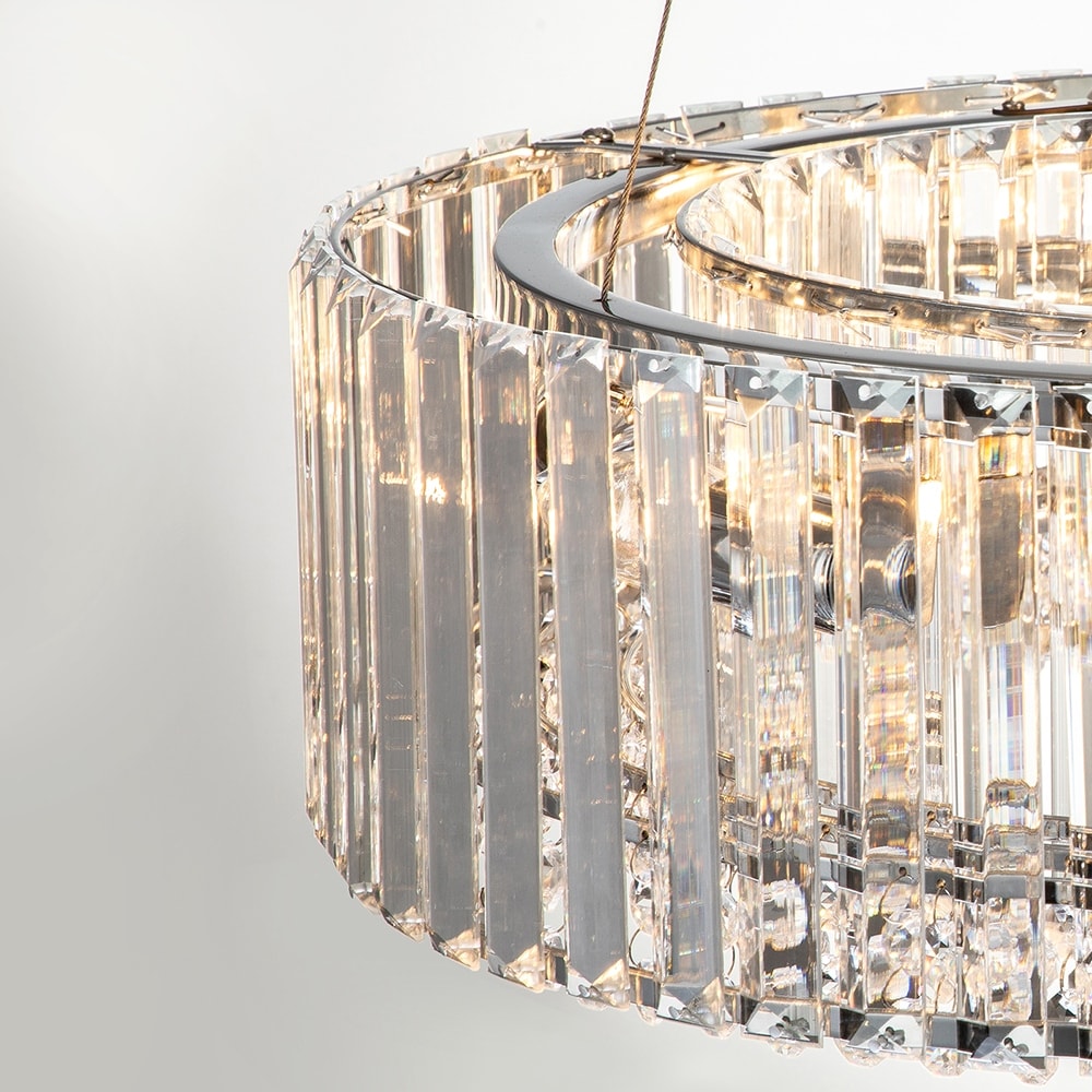 OYIPRO 6/8/12-Light Modern Round Crystal Chandelier Drum Shape Pendant Light for Kitchen Island