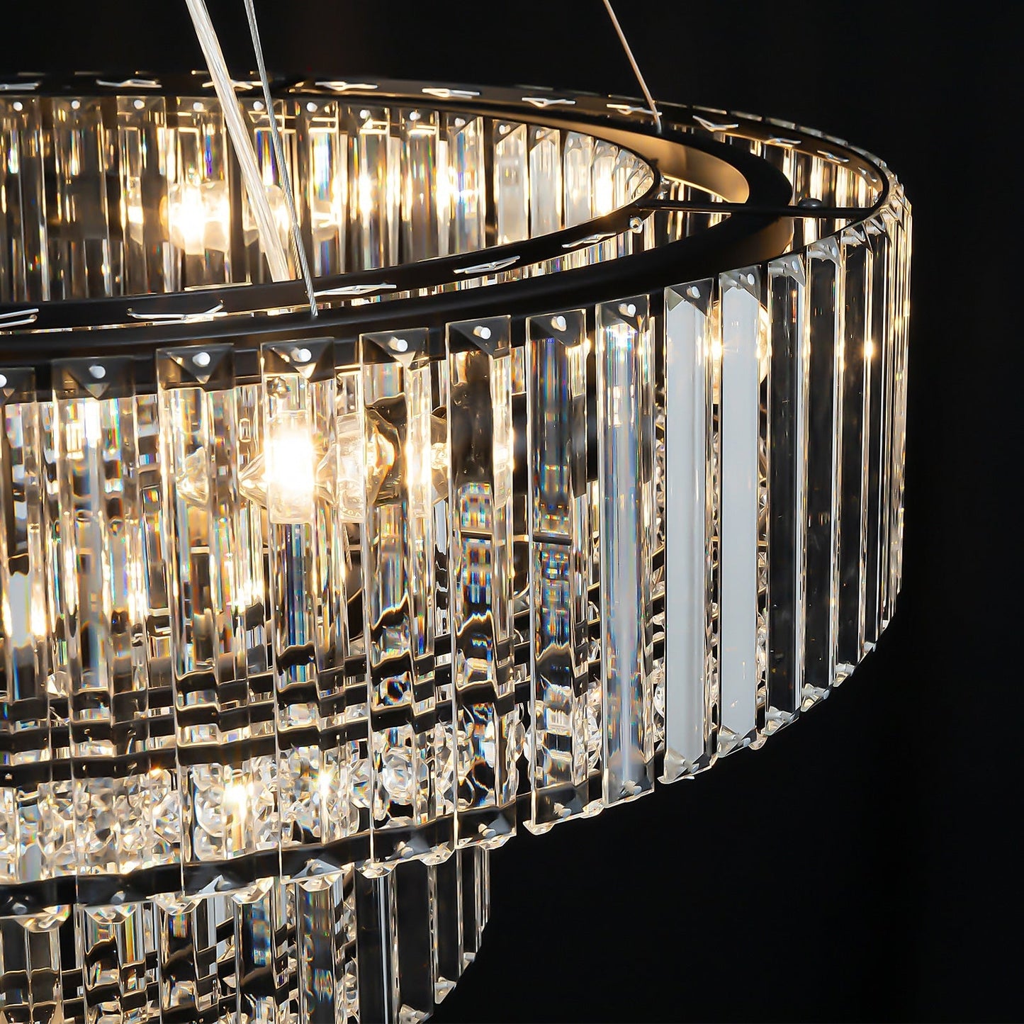 OYIPRO 6/8/12-Light Modern Round Crystal Chandelier Drum Shape Pendant Light for Kitchen Island