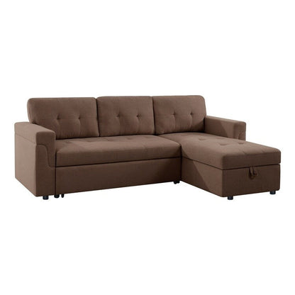 Reversible Sectional Sofa with Pull-Out Sleeper Bed, Hidden Storage Chaise, Durable Legs,
