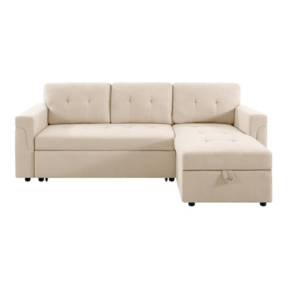 Reversible Sectional Sofa with Pull-Out Sleeper Bed, Hidden Storage Chaise, Durable Legs,