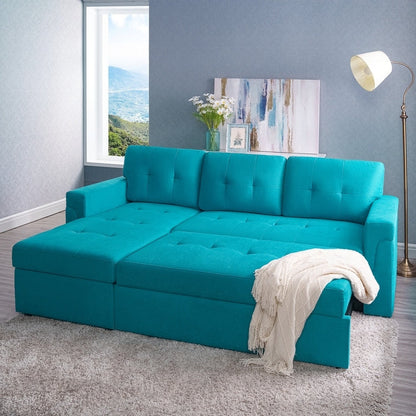 Reversible Sectional Sofa with Pull-Out Sleeper Bed, Hidden Storage Chaise, Durable Legs,