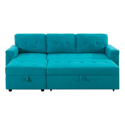 Reversible Sectional Sofa with Pull-Out Sleeper Bed, Hidden Storage Chaise, Durable Legs,