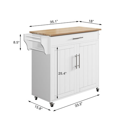 Rolling Kitchen Island with Storage Cabinet