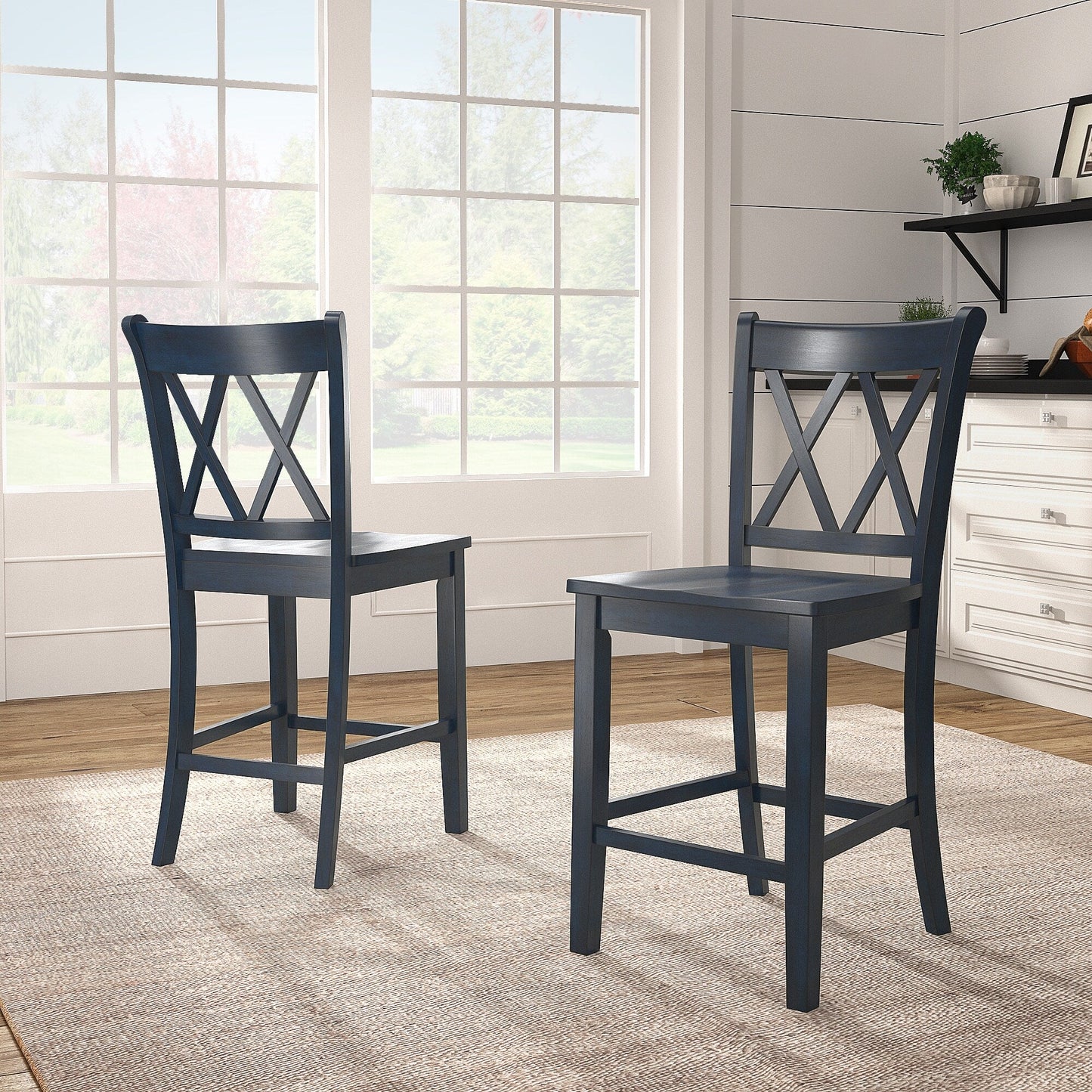 Ronda Double X-Back Counter Height Chairs (Set of 2)