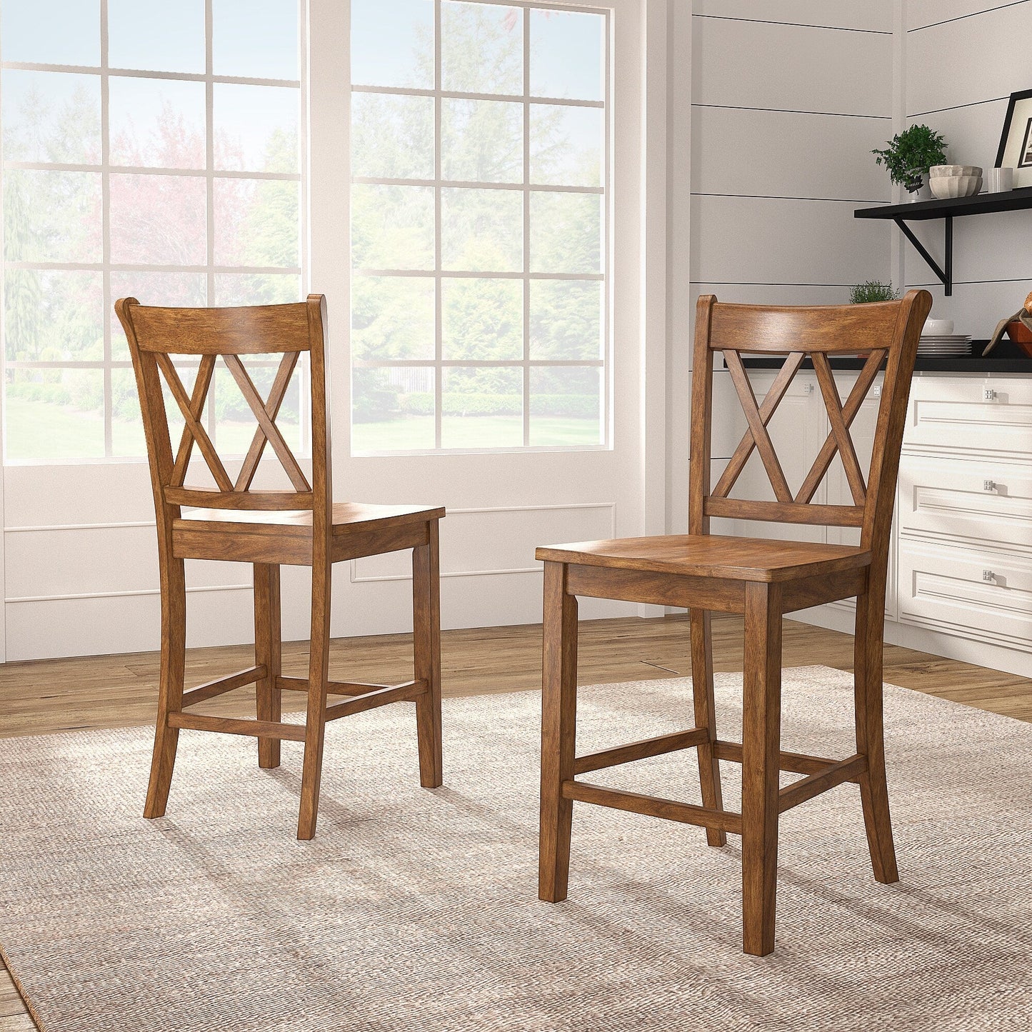 Ronda Double X-Back Counter Height Chairs (Set of 2)