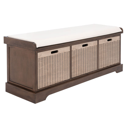 SAFAVIEH Fiorello 3-Drawer with Cushion Storage Bench - 47.3 W x 15 L x 19 H - 47Wx15Dx19H