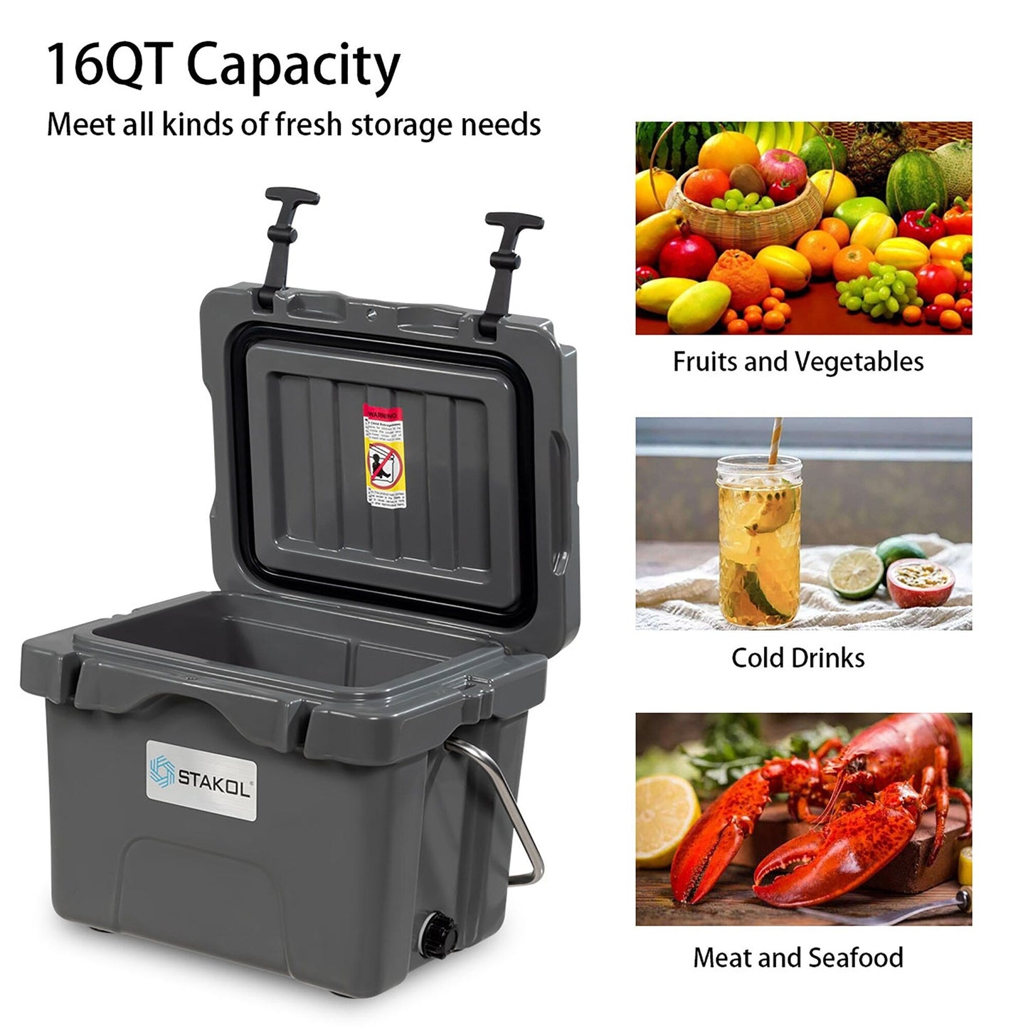 SKTAKOL 16 Quart Cooler Portable Ice Chest Leak-Proof 24 Cans Ice - See Details