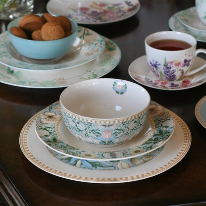STP Goods Morris Garden Bone China Dinnerware Set of 24 for 6
