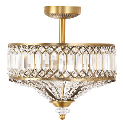 Silver Orchid Furey Bronze/Gold Tiered Glass Semi-flush Lighting Fixture - 14.75L x 14.75W x 15.25H