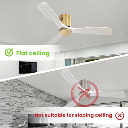 Sofucor 52 Inch Flush Mount Ceiling Fan with Remote, Reversible Motor,Integrated Light Optional