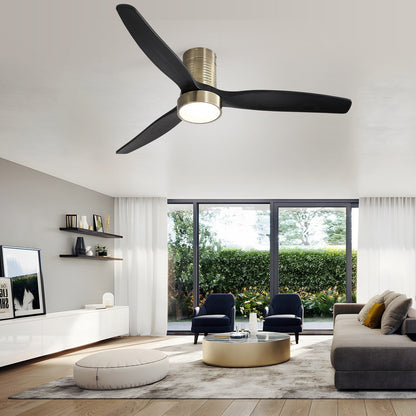Sofucor 52 Inch Flush Mount Ceiling Fan with Remote, Reversible Motor,Integrated Light Optional