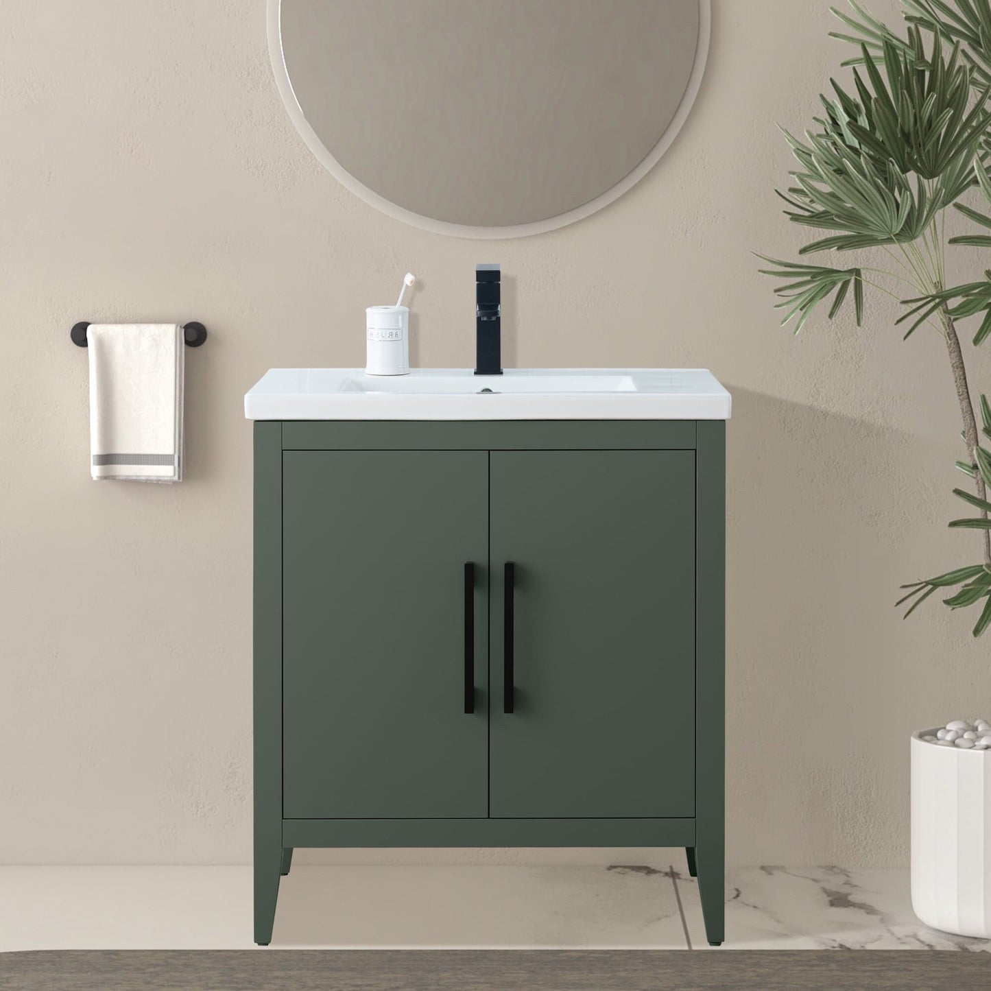 Vanity Art 20 or 24 or 30 Single Sink Bathroom Vanity Cabinet with Ceramic Top