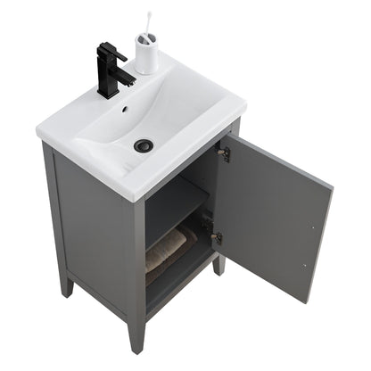 Vanity Art 20 or 24 or 30 Single Sink Bathroom Vanity Cabinet with Ceramic Top