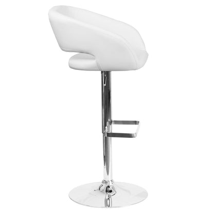 Modern Upholstered Adjustable-Height Barstool with Rounded Back