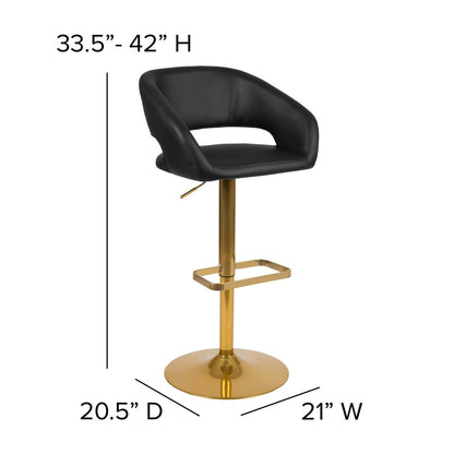 Modern Upholstered Adjustable-Height Barstool with Rounded Back