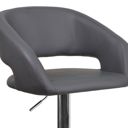 Modern Upholstered Adjustable-Height Barstool with Rounded Back