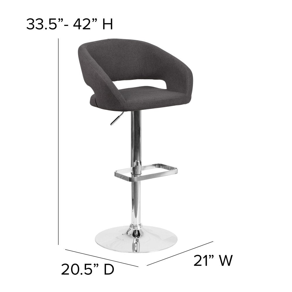 Modern Upholstered Adjustable-Height Barstool with Rounded Back