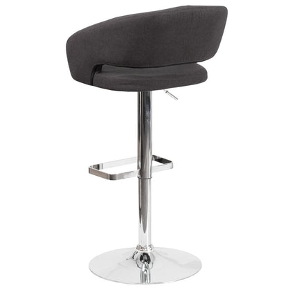 Modern Upholstered Adjustable-Height Barstool with Rounded Back