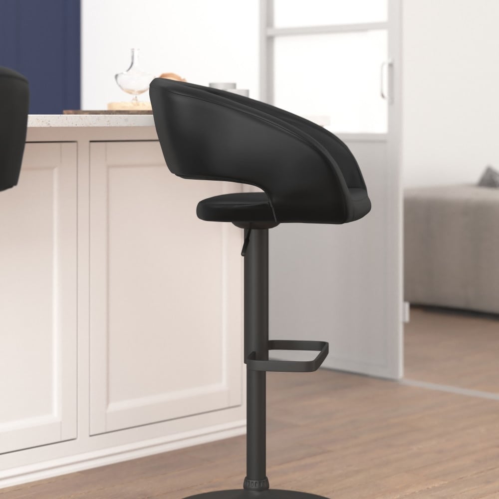 Modern Upholstered Adjustable-Height Barstool with Rounded Back